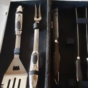 Deluxe Silver BBQ Grilling Tool Set